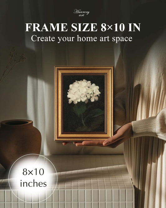 Gilded Gold Framed Vintage Wall Art Hydrangea Canvas