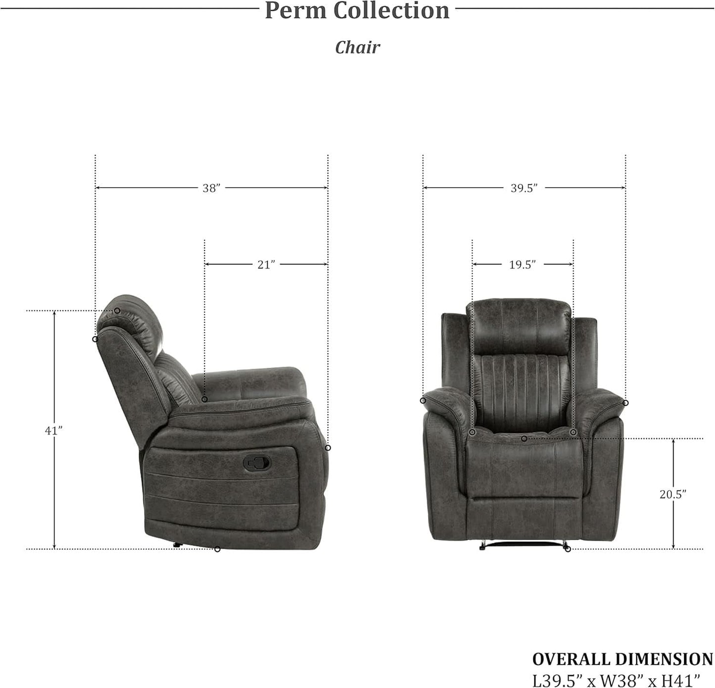 3 Piece Recliner Living Room Set In Brownish Gray Microfiber