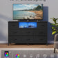 Industrial Ebony Dresser With Integrated USB Outlets