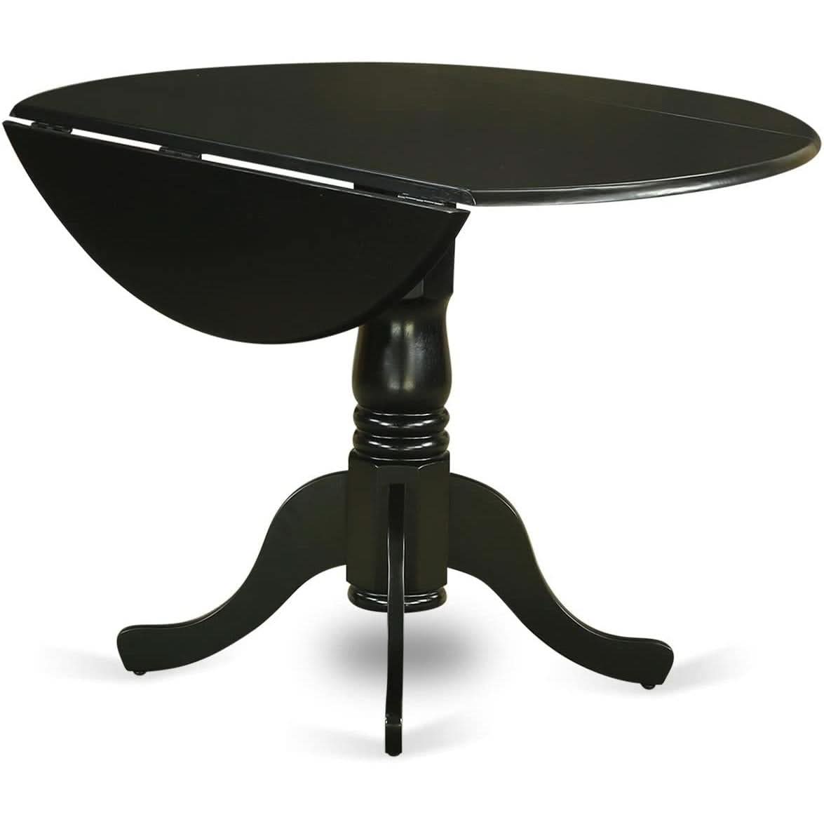 Black Round Dining Table Set 3 Piece Wood Dining Chairs
