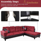 2 Piece Sectional Sofa Set L Shape Microfiber With Chaise Red Right Hand Facing Living Room-4