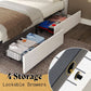 Barnwood White Farmhouse Storage Platform Bed Frame