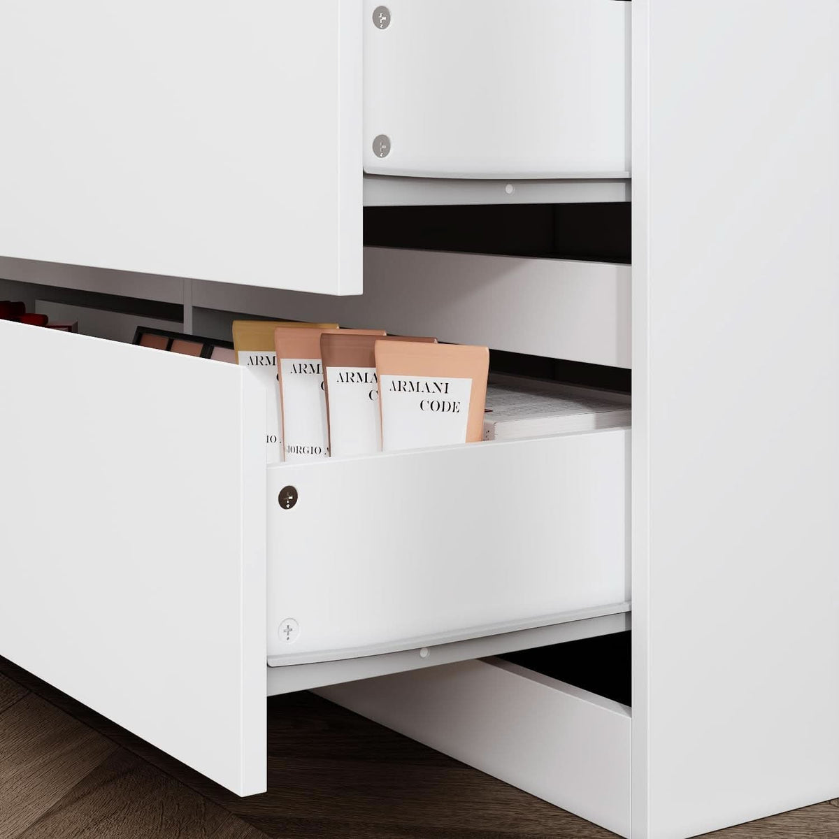 6 Drawer Dresser With Rotatable Tabletop White Home Office-4