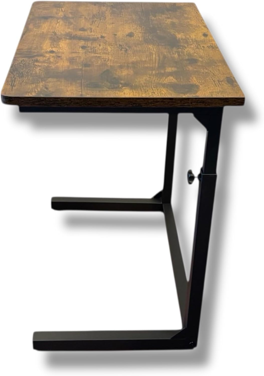 Height-Adjustable C-Shaped Sofa Table Walnut Brown