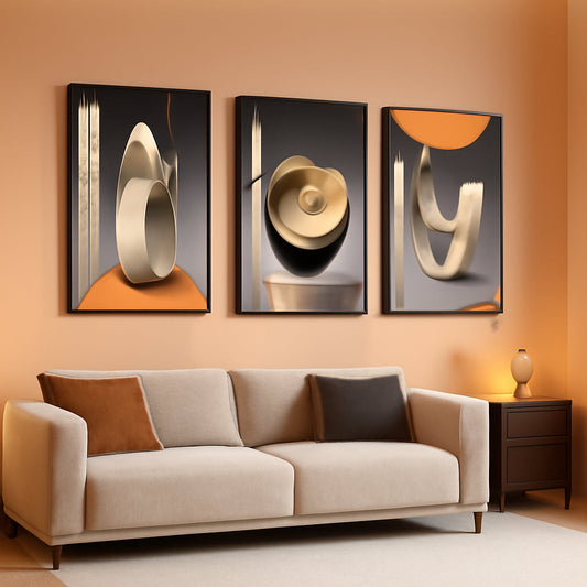 Framed Contemporary Abstract Wall Art 16x24 Inches
