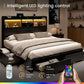 Vintage Black Queen Storage Bed Frame With USB Ports-3