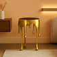 Gold Anodized Aluminum Tempered Glass Table 16x16x25