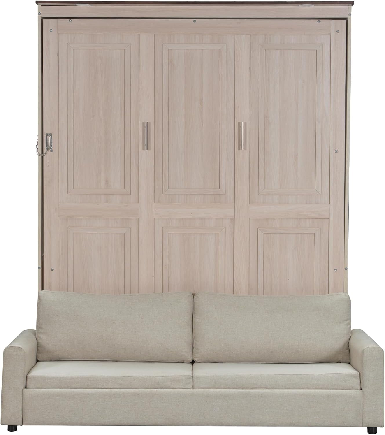 Queen Size Murphy Wallbed Beige With Convertible Sofa LED-4
