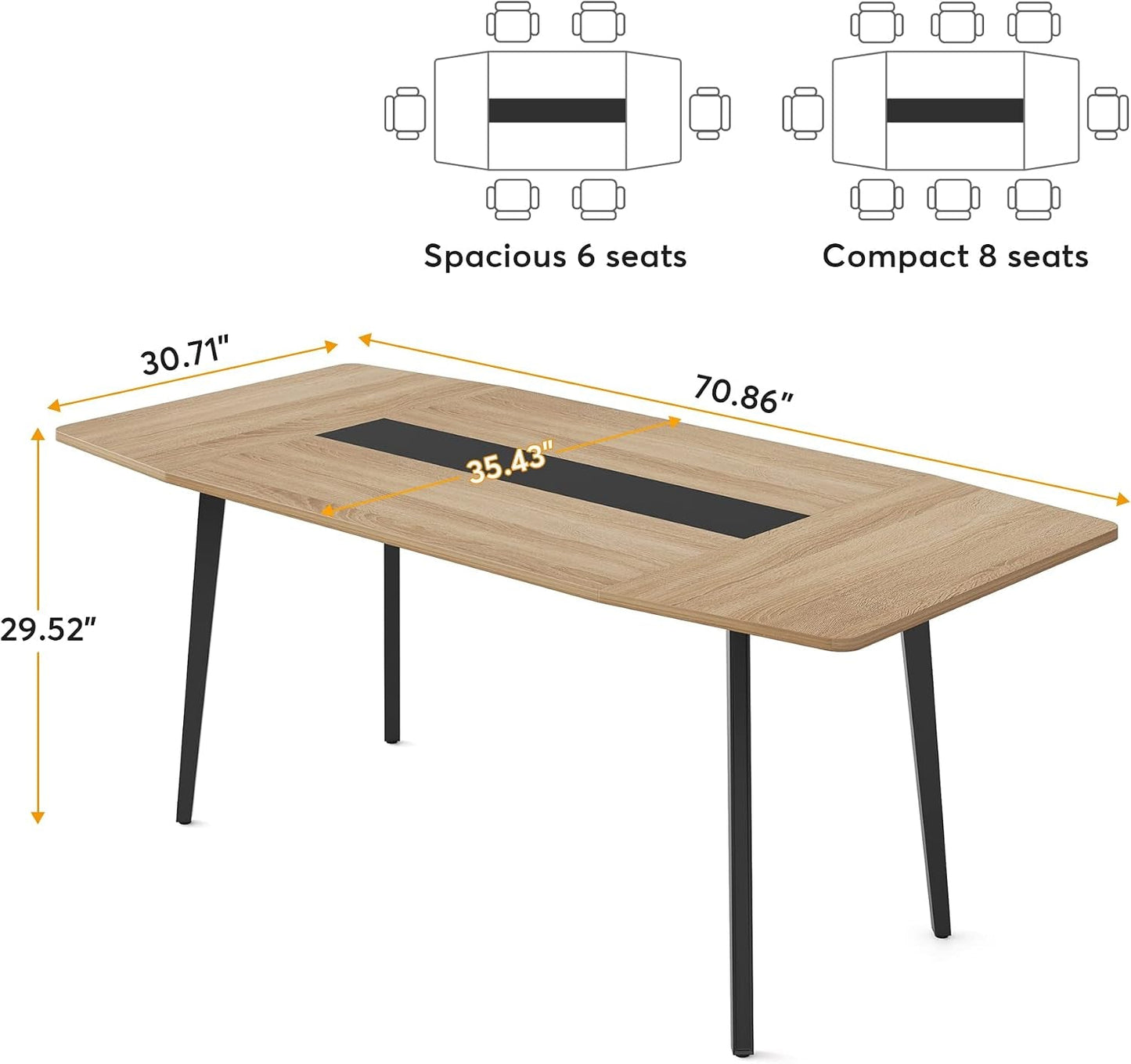 Tribesigns Light Walnut Contemporary Dining Table Kitchen