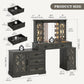 Brown Makeup Vanity With Illuminated Mirror Armoire
