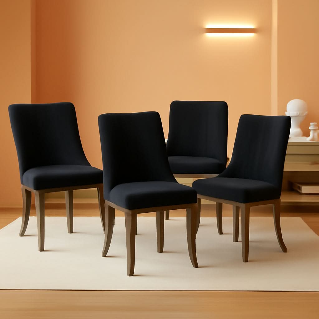 Velvet Dining Chairs Set Of 4 Black For Kitchen Use
