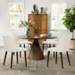 Upholstered Dining Chairs Pair Beige Fabric Wood Legs