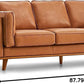 Valencia Artisan 88 Inch Full Leather Sofa Cognac Tan