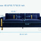 2 Piece Velvet Loveseat Sofa Set For Living Room 86 Inch Blue With Gold Metal Legs And 4 Pillows-1