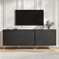 78 Inch TV Entertainment Stand Black With Fluted Shelves