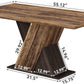 55 Inch Walnut Solid Industrial Dining Table Seats Six