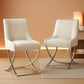 Beige Velvet Upholstered Contemporary Dining Chair Duo