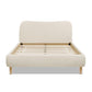 Queen Upholstered Platform Bed With Oatmeal Chenille
