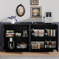 Black High Gloss Buffet Mirror Storage LED Charging