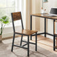 Dining Chair Set of 4 Rustic Brown Chairs With Metal Frame