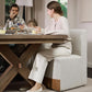 Rolling Dining Chair Set Of 2 With Casters Cognac Linen