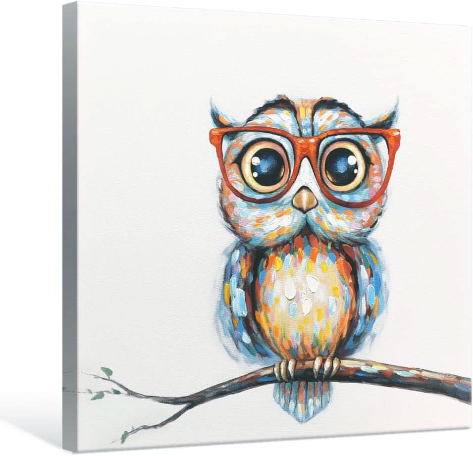 Ultra Durable Colorful Owl Canvas Wall Art Twenty Four Inches