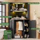 71-Inch L-Shaped Bar Cabinet Fridge Space Freestanding-4