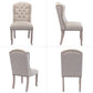 Beige Linen Tufted Wingback Upholstered Dining Chairs