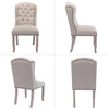 Beige Linen Tufted Wingback Upholstered Dining Chairs