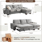 Gray 99In LShaped Memory Foam Cushion Sleeper Sofa Covers