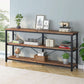 70 Inch Weathered Rustic Brown Sofa Console Table Three Tier