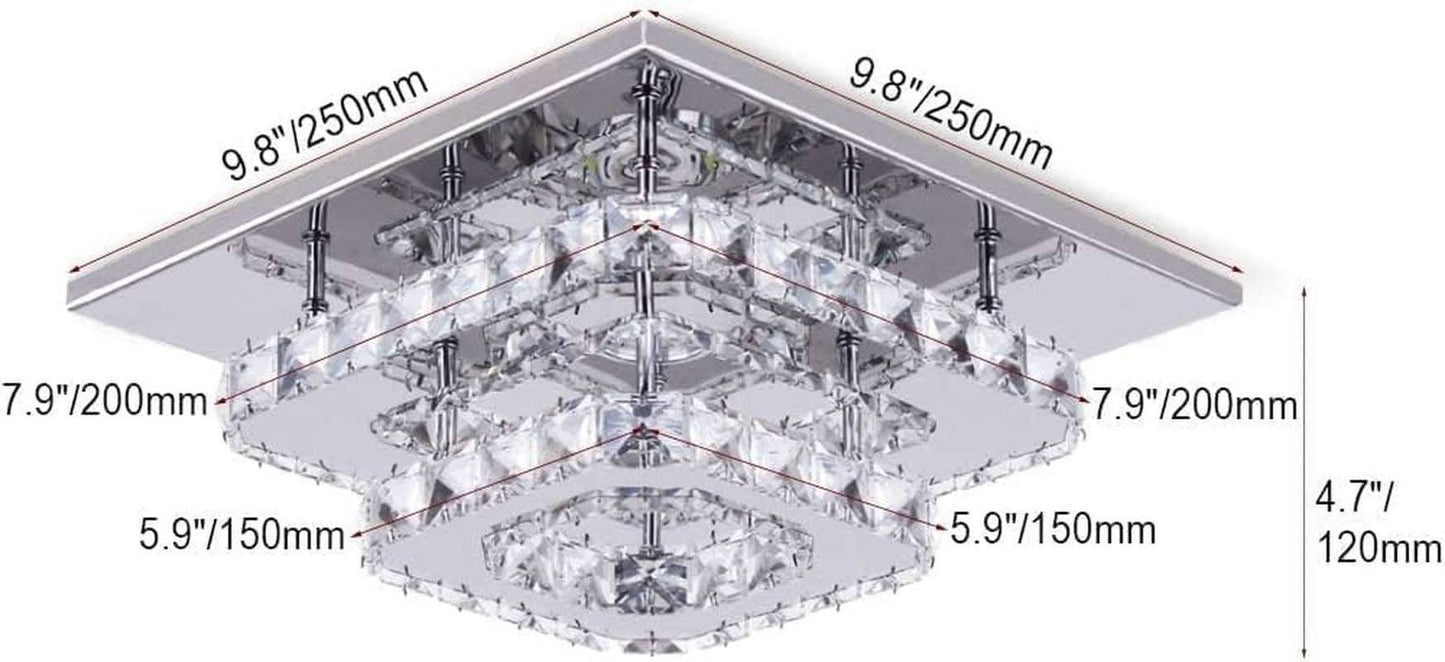 Crystal Square LED Ceiling Light Two Layer Flush Mount