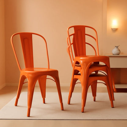 Tolix Style Metal Dining Chair 18 Inch Stackable Outdoor
