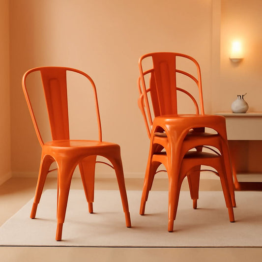 Tolix Style Metal Dining Chair 18 Inch Stackable Outdoor