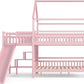 Pink Full Over Full Bunk Bed Playhouse With Stairs Storage