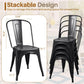 Stackable Metal Dining Chair Indoor Outdoor Black Set Of 4
