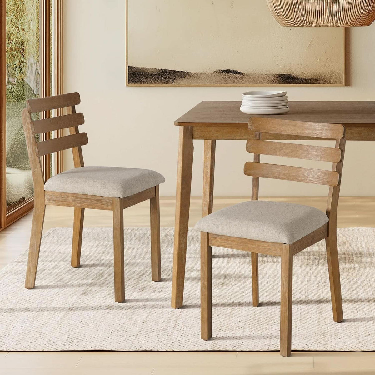 Premium Solid Wood Farmhouse Dining Table Set For Four