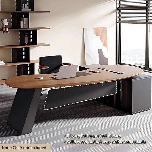 L Shaped Desk With Solid Wood 80 Inch Executive Work space Desk