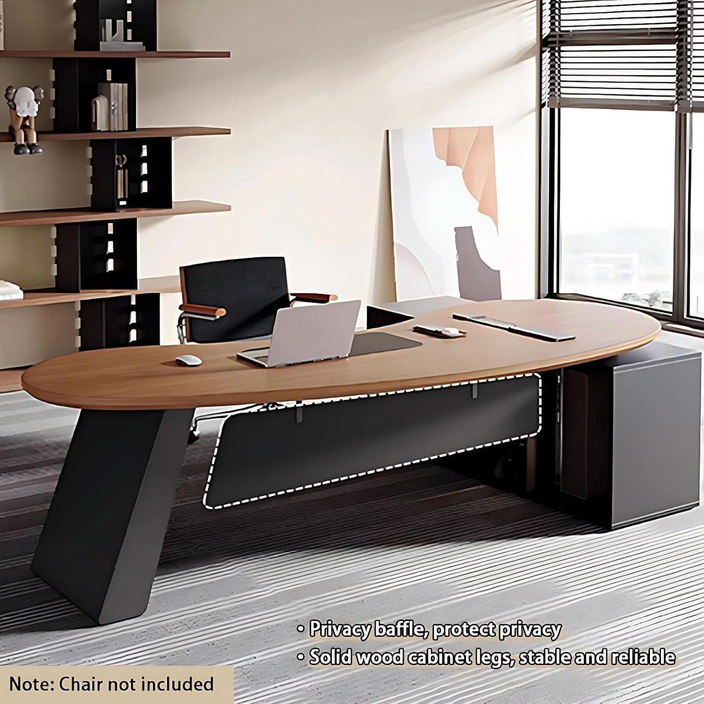 Spacious L Shaped Executive Desk With Side Storage System