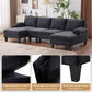 110 Inch U Shaped Sectional Couch For Living Room With Double Chaise In Chenille Fabric Black