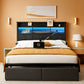 Queen Upholstered Platform Bed Frame Black Drawers