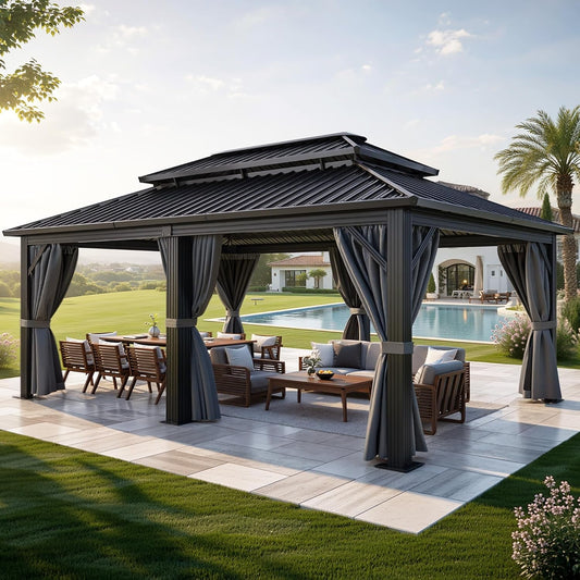 18x12 Ft WeatherResistant Aluminum Gazebo Netting Curtains