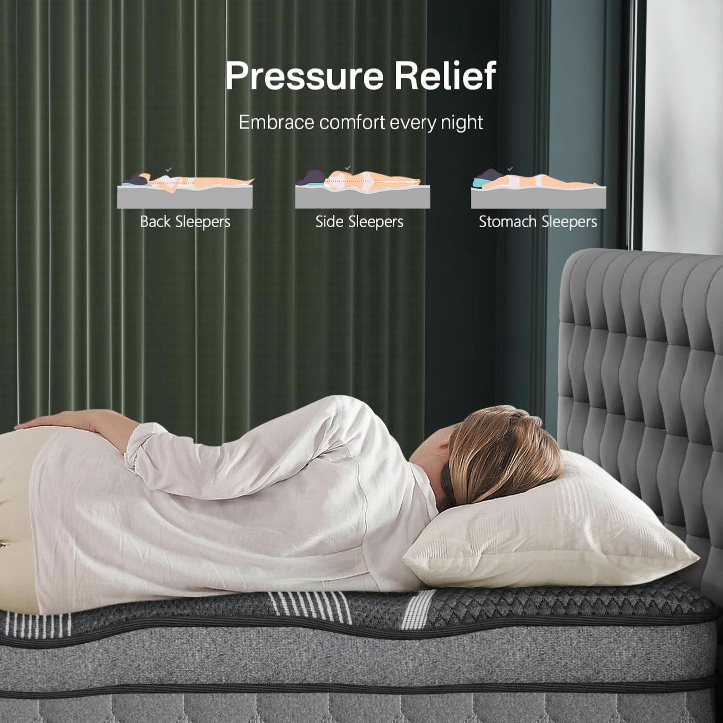 Queen Memory Foam Hybrid Mattress Cooling Gel Layer-3