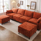 Velvet Orange 135 Modular Sectional Sofa Storage Ottoman
