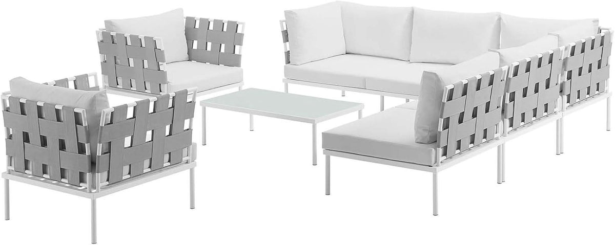8 Piece White Aluminum Outdoor Patio Furniture Set-3