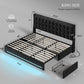 King Size Black Bed Frame Storage Drawers Charging Station