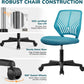 Turquoise Low Back Desk Chair With Lumbar Support And Adjustable Height