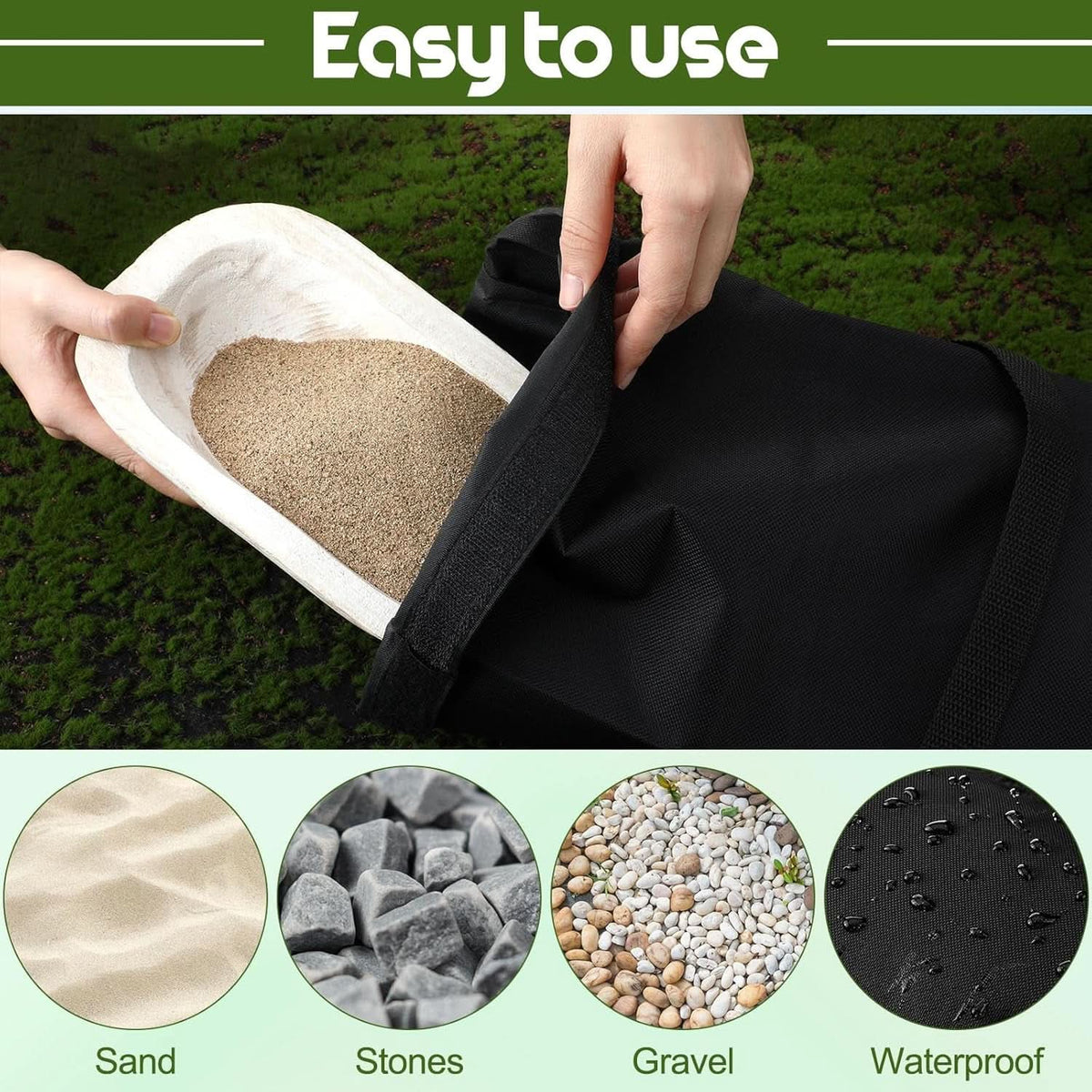 5 Pack 55 Pound Fillable Sandbags Outdoor Umbrella Bases-2