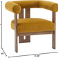 Luxurious Mustard Velvet Barrel Chair Solid Walnut