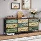 Oversize Nine Drawer Fabric Dresser Floral Pattern